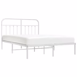 vidaXL Metal Bed Frame Bedroom Bed Base Bedstead Metal Matress Foundation - white, 140 x 190 cm/with headboard - Additional view 2