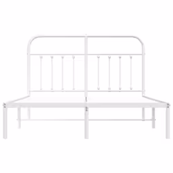 vidaXL Metal Bed Frame Bedroom Bed Base Bedstead Metal Matress Foundation - white, 140 x 190 cm/with headboard - Additional view 5