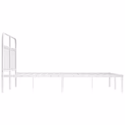 vidaXL Metal Bed Frame Bedroom Bed Base Bedstead Metal Matress Foundation - white, 140 x 190 cm/with headboard - Additional view 6