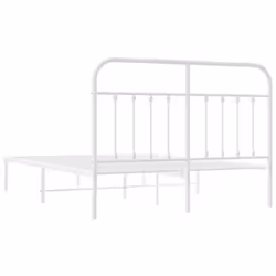 vidaXL Metal Bed Frame Bedroom Bed Base Bedstead Metal Matress Foundation - white, 140 x 190 cm/with headboard - Additional view 7