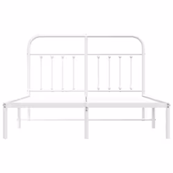 vidaXL Metal Bed Frame Bedroom Bed Base Bedstead Metal Matress Foundation - white, 140 x 200 cm/with headboard - Additional view 5