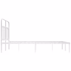 vidaXL Metal Bed Frame Bedroom Bed Base Bedstead Metal Matress Foundation - white, 140 x 200 cm/with headboard - Additional view 6