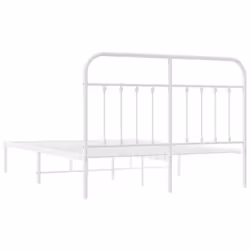 vidaXL Metal Bed Frame Bedroom Bed Base Bedstead Metal Matress Foundation - white, 140 x 200 cm/with headboard - Additional view 7
