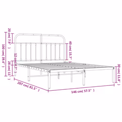 vidaXL Metal Bed Frame Bedroom Bed Base Bedstead Metal Matress Foundation - white, 140 x 200 cm/with headboard - Additional view 9