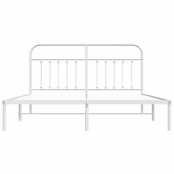 vidaXL Metal Bed Frame Bedroom Bed Base Bedstead Metal Matress Foundation - white, 160 x 200 cm/with headboard - Additional view 5
