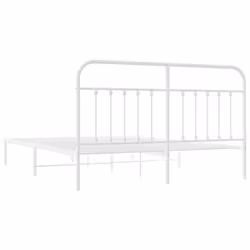 vidaXL Metal Bed Frame Bedroom Bed Base Bedstead Metal Matress Foundation - white, 160 x 200 cm/with headboard - Additional view 7