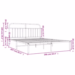 vidaXL Metal Bed Frame Bedroom Bed Base Bedstead Metal Matress Foundation - white, 160 x 200 cm/with headboard - Additional view 9
