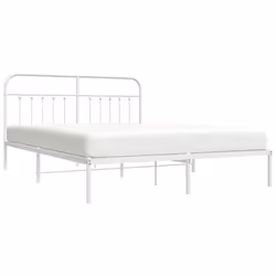 vidaXL Metal Bed Frame Bedroom Bed Base Bedstead Metal Matress Foundation - white, 180 x 200 cm/with headboard - Additional view 2