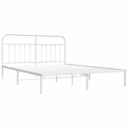 vidaXL Metal Bed Frame Bedroom Bed Base Bedstead Metal Matress Foundation - white, 180 x 200 cm/with headboard - Additional view 4
