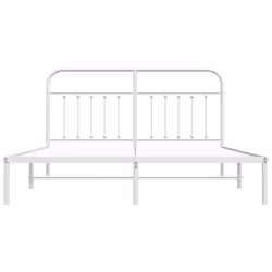 vidaXL Metal Bed Frame Bedroom Bed Base Bedstead Metal Matress Foundation - white, 180 x 200 cm/with headboard - Additional view 5