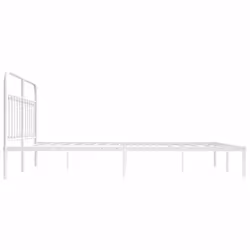 vidaXL Metal Bed Frame Bedroom Bed Base Bedstead Metal Matress Foundation - white, 180 x 200 cm/with headboard - Additional view 6