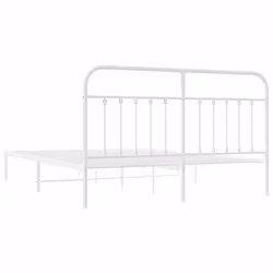 vidaXL Metal Bed Frame Bedroom Bed Base Bedstead Metal Matress Foundation - white, 180 x 200 cm/with headboard - Additional view 7