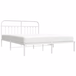 vidaXL Metal Bed Frame Bedroom Bed Base Bedstead Metal Matress Foundation - white, 183 x 213 cm/with headboard - Additional view 2