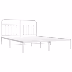 vidaXL Metal Bed Frame Bedroom Bed Base Bedstead Metal Matress Foundation - white, 183 x 213 cm/with headboard - Additional view 4
