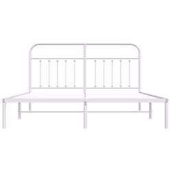 vidaXL Metal Bed Frame Bedroom Bed Base Bedstead Metal Matress Foundation - white, 183 x 213 cm/with headboard - Additional view 5