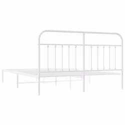 vidaXL Metal Bed Frame Bedroom Bed Base Bedstead Metal Matress Foundation - white, 183 x 213 cm/with headboard - Additional view 7