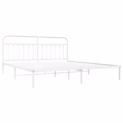 vidaXL Metal Bed Frame Bedroom Bed Base Bedstead Metal Matress Foundation - white, 193 x 203 cm/with headboard - Additional view 4