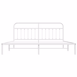 vidaXL Metal Bed Frame Bedroom Bed Base Bedstead Metal Matress Foundation - white, 193 x 203 cm/with headboard - Additional view 5