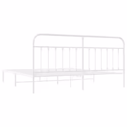 vidaXL Metal Bed Frame Bedroom Bed Base Bedstead Metal Matress Foundation - white, 193 x 203 cm/with headboard - Additional view 7