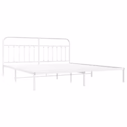 vidaXL Metal Bed Frame Bedroom Bed Base Bedstead Metal Matress Foundation - white, 200 x 200 cm/with headboard - Additional view 4