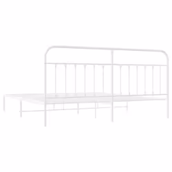 vidaXL Metal Bed Frame Bedroom Bed Base Bedstead Metal Matress Foundation - white, 200 x 200 cm/with headboard - Additional view 7