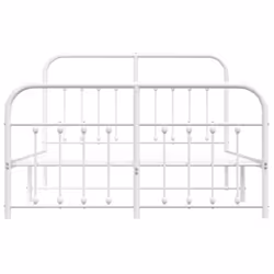 vidaXL Metal Bed Frame Bedroom Bed Base Bedstead Metal Matress Foundation - white, 135 x 190 cm/with headboard & footboard - Additional view 5