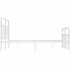 vidaXL Metal Bed Frame Bedroom Bed Base Bedstead Metal Matress Foundation - white, 135 x 190 cm/with headboard & footboard - Additional view 6