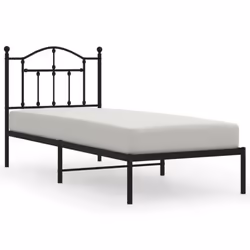 vidaXL Metal Bed Frame Bedroom Platform Bed Base Bedstead Mattress Foundation - black, 80 x 200/with headboard