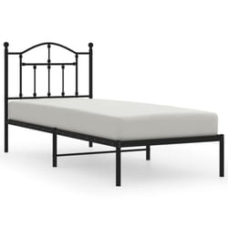 vidaXL Metal Bed Frame Bedroom Platform Bed Base Bedstead Mattress Foundation - black, 80 x 200/with headboard