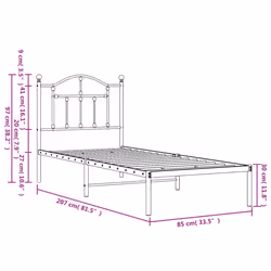 vidaXL Metal Bed Frame Bedroom Platform Bed Base Bedstead Mattress Foundation - black, 80 x 200/with headboard