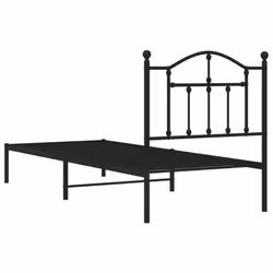 vidaXL Metal Bed Frame Bedroom Platform Bed Base Bedstead Mattress Foundation - black, 80 x 200/with headboard - Additional view 6