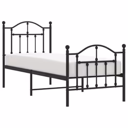 vidaXL Metal Bed Frame Bedroom Platform Bed Base Bedstead Mattress Foundation - black, 75 x 190/with headboard & footboard - Additional view 2