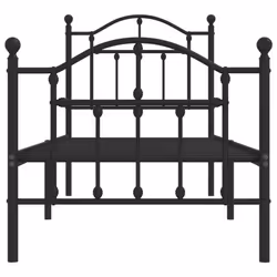 vidaXL Metal Bed Frame Bedroom Platform Bed Base Bedstead Mattress Foundation - black, 75 x 190/with headboard & footboard - Additional view 4