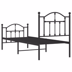 vidaXL Metal Bed Frame Bedroom Platform Bed Base Bedstead Mattress Foundation - black, 75 x 190/with headboard & footboard - Additional view 6