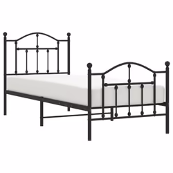 vidaXL Metal Bed Frame Bedroom Platform Bed Base Bedstead Mattress Foundation - black, 90 x 190/with headboard & footboard - Additional view 2