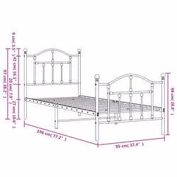vidaXL Metal Bed Frame Bedroom Platform Bed Base Bedstead Mattress Foundation - black, 90 x 190/with headboard & footboard - Additional view 3