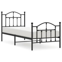 vidaXL Metal Bed Frame Bedroom Platform Bed Base Bedstead Mattress Foundation - black, 90 x 200/with headboard & footboard