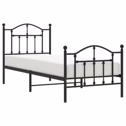 vidaXL Metal Bed Frame Bedroom Platform Bed Base Bedstead Mattress Foundation - black, 90 x 200/with headboard & footboard - Additional view 2