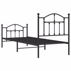 vidaXL Metal Bed Frame Bedroom Platform Bed Base Bedstead Mattress Foundation - black, 90 x 200/with headboard & footboard - Additional view 6