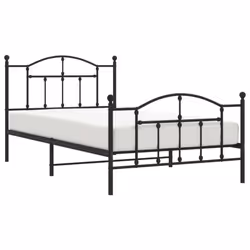vidaXL Metal Bed Frame Bedroom Platform Bed Base Bedstead Mattress Foundation - black, 107 x 203/with headboard & footboard - Additional view 2