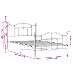 vidaXL Metal Bed Frame Bedroom Platform Bed Base Bedstead Mattress Foundation - black, 107 x 203/with headboard & footboard - Additional view 8