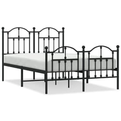 vidaXL Metal Bed Frame Bedroom Platform Bed Base Bedstead Mattress Foundation - black, 120 x 190/with headboard & footboard