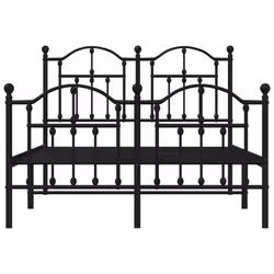 vidaXL Metal Bed Frame Bedroom Platform Bed Base Bedstead Mattress Foundation - black, 120 x 190/with headboard & footboard - Additional view 4