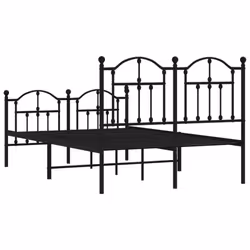 vidaXL Metal Bed Frame Bedroom Platform Bed Base Bedstead Mattress Foundation - black, 120 x 190/with headboard & footboard - Additional view 6