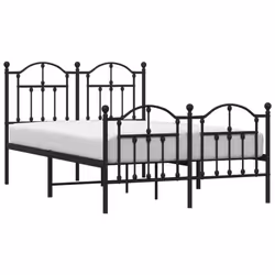 vidaXL Metal Bed Frame Bedroom Platform Bed Base Bedstead Mattress Foundation - black, 120 x 200/with headboard & footboard - Additional view 2