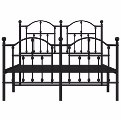 vidaXL Metal Bed Frame Bedroom Platform Bed Base Bedstead Mattress Foundation - black, 120 x 200/with headboard & footboard - Additional view 4