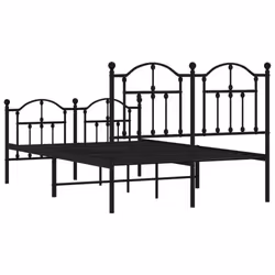 vidaXL Metal Bed Frame Bedroom Platform Bed Base Bedstead Mattress Foundation - black, 120 x 200/with headboard & footboard - Additional view 6