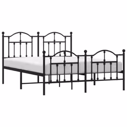 vidaXL Metal Bed Frame Bedroom Platform Bed Base Bedstead Mattress Foundation - black, 135 x 190/with headboard & footboard - Additional view 2