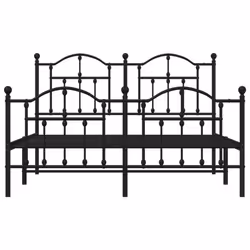 vidaXL Metal Bed Frame Bedroom Platform Bed Base Bedstead Mattress Foundation - black, 135 x 190/with headboard & footboard - Additional view 4