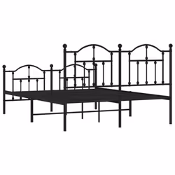 vidaXL Metal Bed Frame Bedroom Platform Bed Base Bedstead Mattress Foundation - black, 140 x 190/with headboard & footboard - Additional view 6